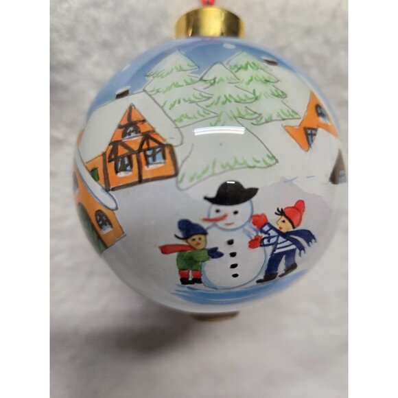 Li Bien Christmas Ornament with Snowman & Village Scene Hand Painted Pier1 - Picture 7 of 9